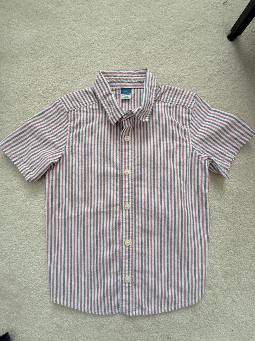 Old Navy Short Sleeve Button-Down Shirt - Red & Blue Stripes